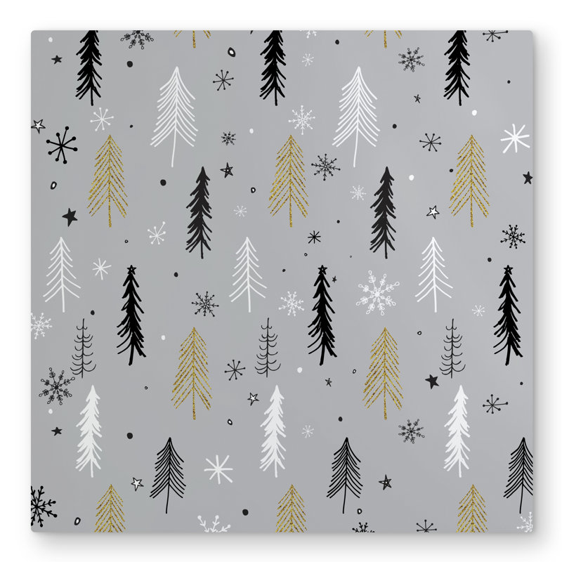 Christmas Tree Pattern Metal Print | White Bedroom Decor