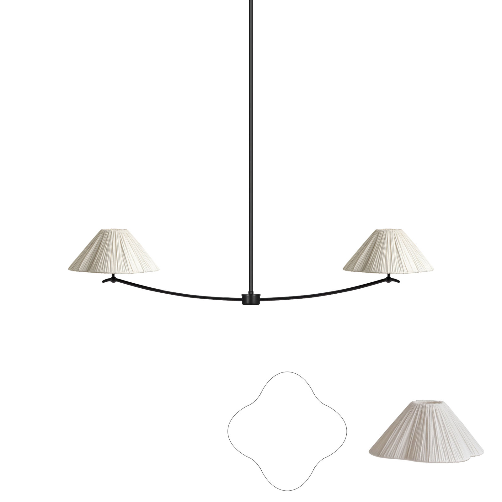 2 - Light Chandelier, Fabric