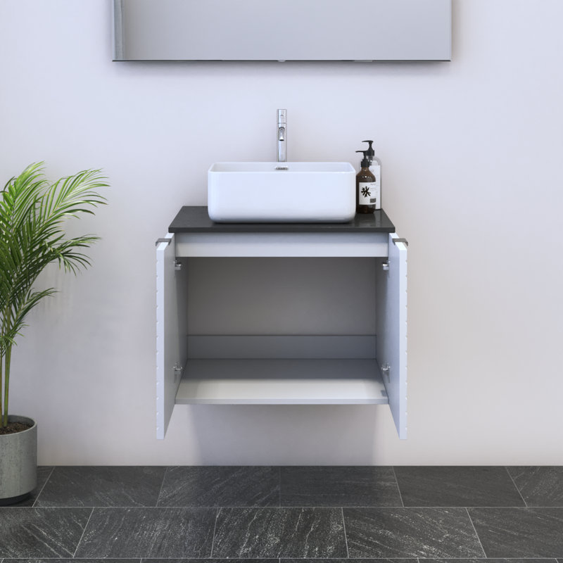 Meuble-lavabo simple 23,6 po avec dessus Kayben, Noir