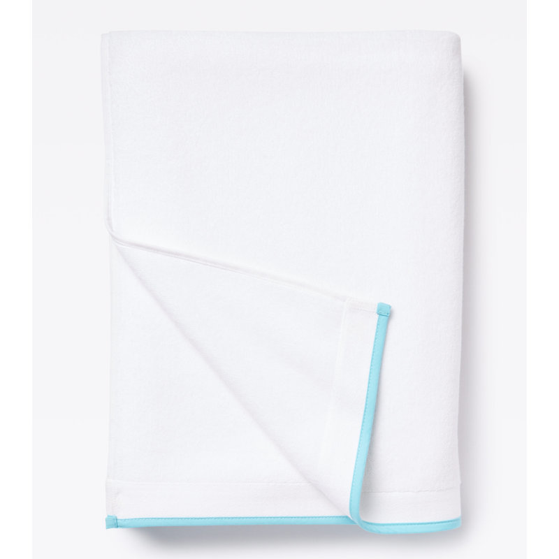 Pure Cotton Bath Sheet with Sand Border, White/Blue Sky