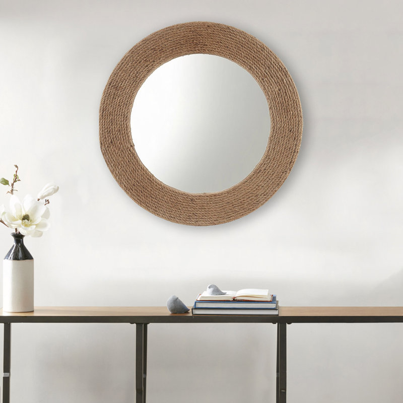 Jute Rope Round Wall Mirror 26"