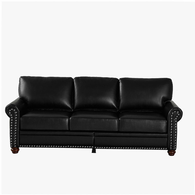 Canapé clous de salon Classic, H 34,44 po x l 82,68 po x P 31,83 po, Noir