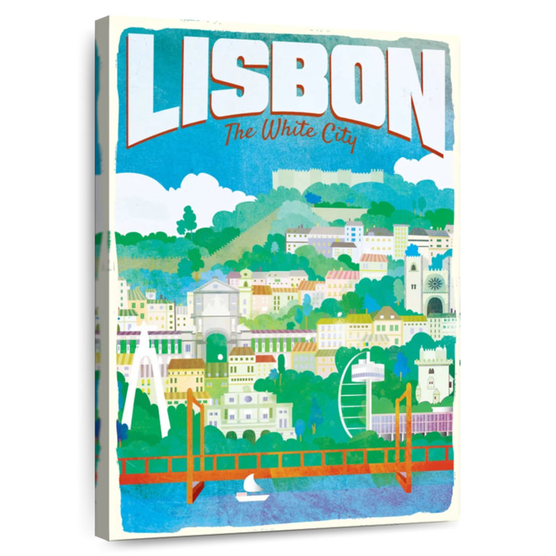 «Lisbon The White City», affiche rétro, H 12 po x l 8 po