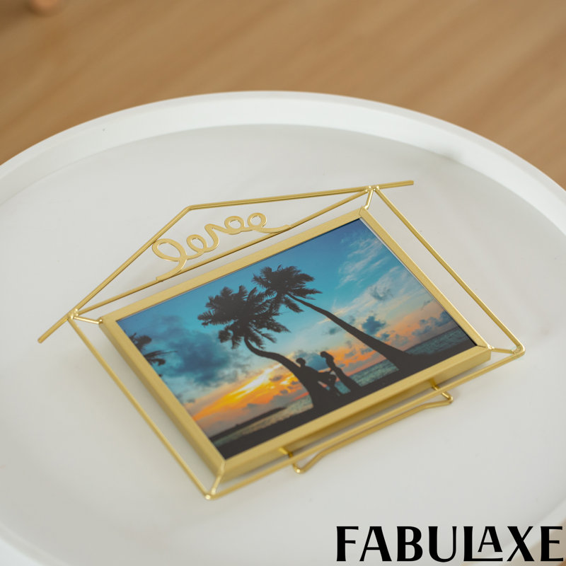  9x12-inch Decorative Gold Metal Floating Picture Frame For 6x8 Horizontal Photos With Easel Back For Home Office Living Room Bedroom Wedding Décor Tabletop Shelf Desk And Mantel Display