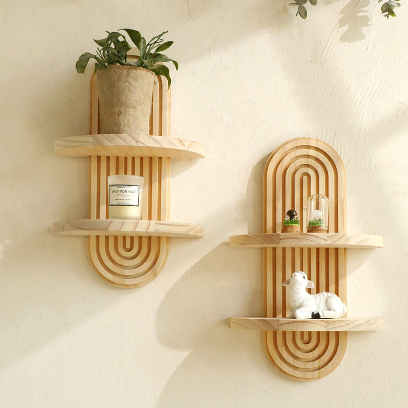 Bohemia Solid Wood Wall Shelf - Wabi-Sabi Wall Organizer & Decor