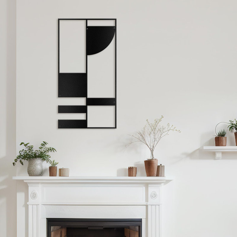 Décoration murale en métal, Noir, H 36 po x l 18 po x P 0,05 po