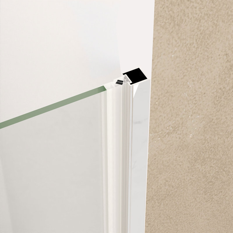 Porte de douche pivotante 36 po x 72 po, cadre en aluminium, demi-cadre, film en verre trempé antidéflagrant de 1/4 po (6 mm)