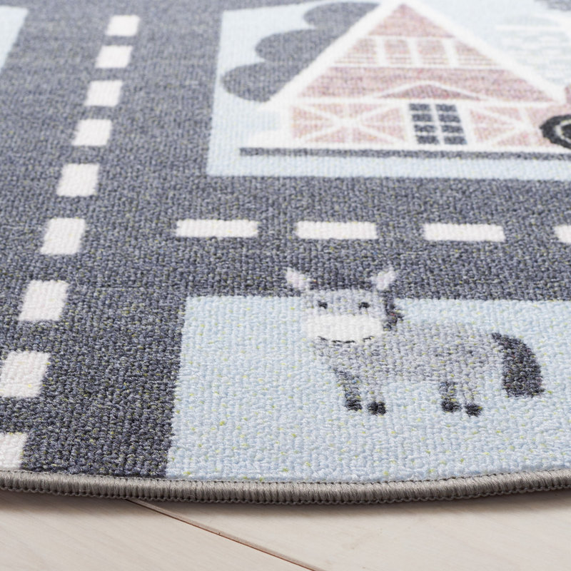 Amsterdam Blue/Dark Gray Rug, Rectangle 4'4" x 6'