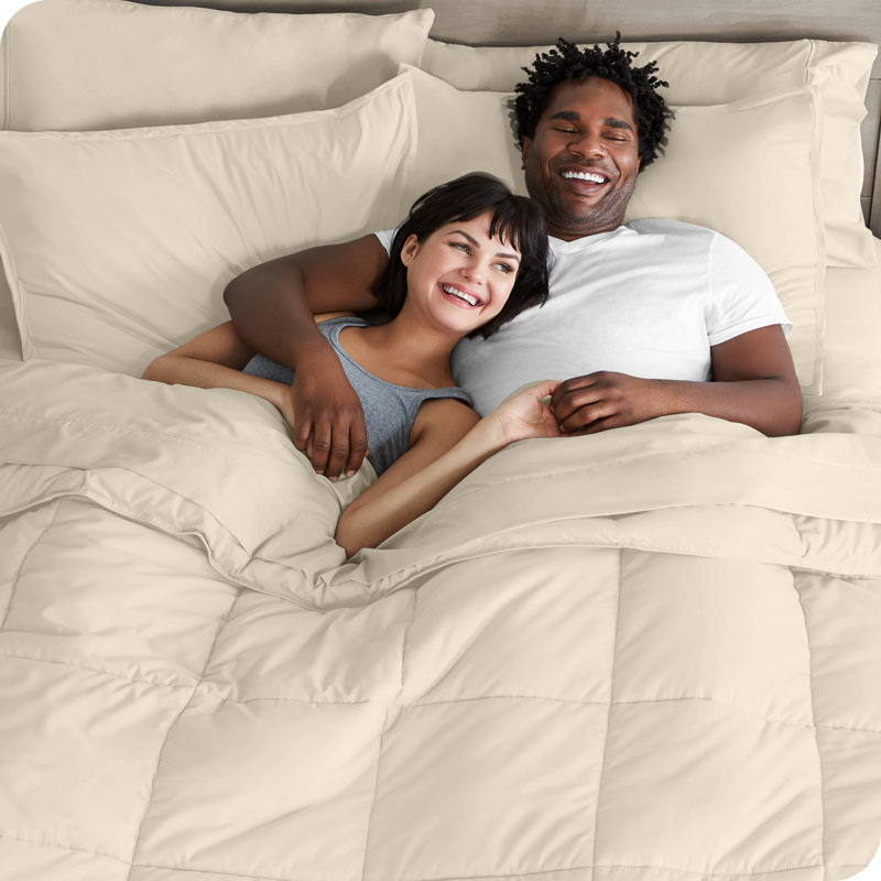 Microfiber Bed-In-A-Bag, Sand/Sand, Split King Comforter + 7 Additional Pieces