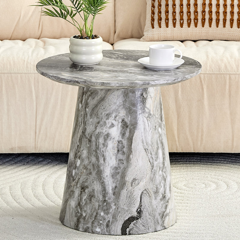 Round Coffee Table, Gray, 18.8" H x 19.6" L x 19.6" W