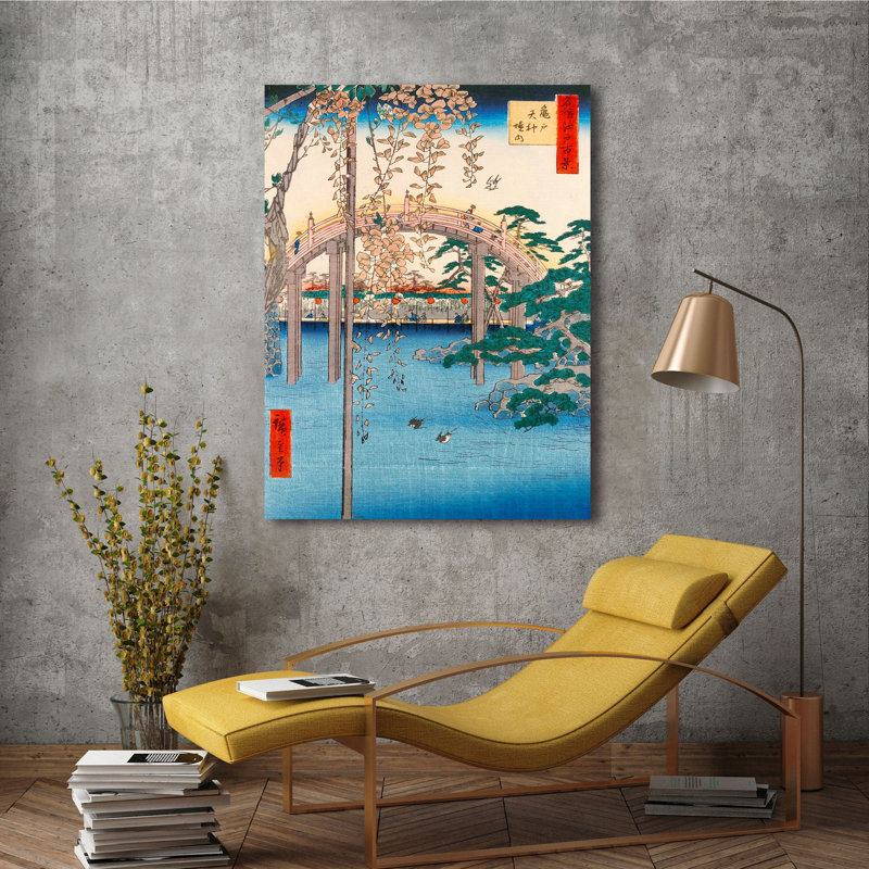 Wisteria At Kameido Tenjin Shrine by Ando Hiroshige - Wrapped Canvas Print, 100cm H x 70cm W x 4cm D