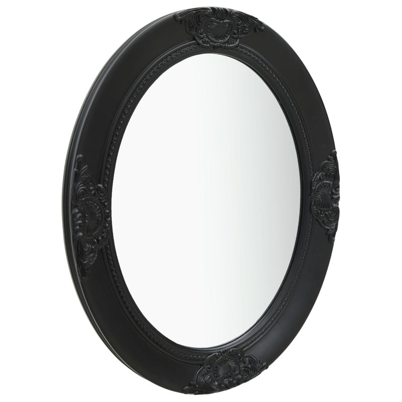Cann Wood Oval Wall Mirror, Black, 60cm H x 50cm W
