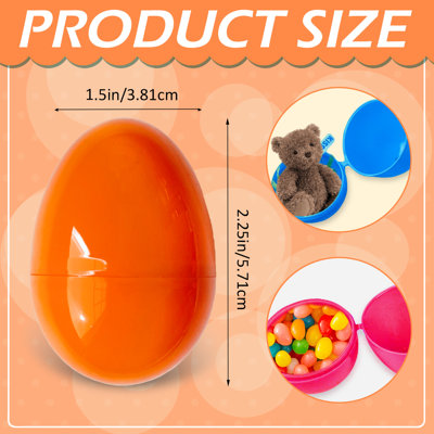 24 Pack - Circle Easter Eggs Bulk Plastic Pastel Colored Eggs With Storage Container For Hunts, Classroom Prizes, Daycare, Gender Reveal, Birthday Party Supplies