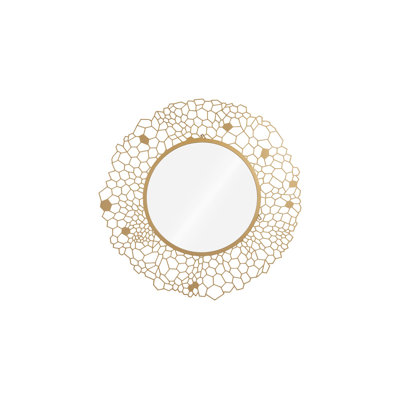 Round Honeycomb Mirror Brass