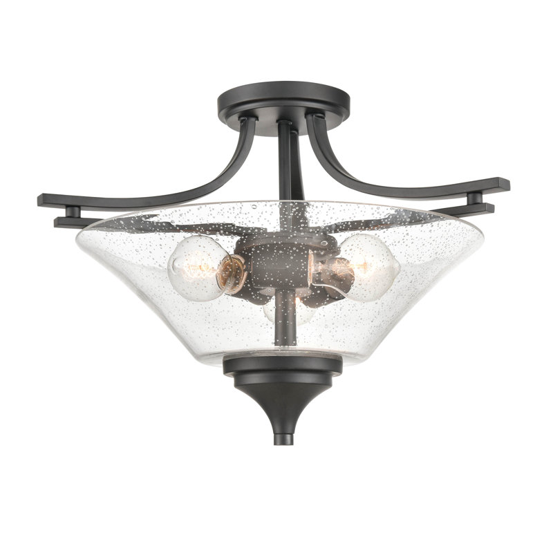 Plafonnier semi-encastré 2 lumières 19 po, Noir mat