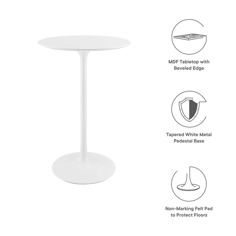 Lippa 28" Round Wood Bar Table, White