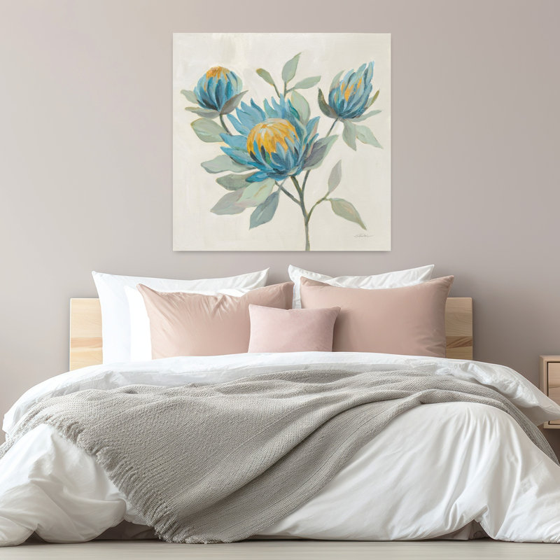 Art floral tropical champ bleu II, H 32 po x l 32 po