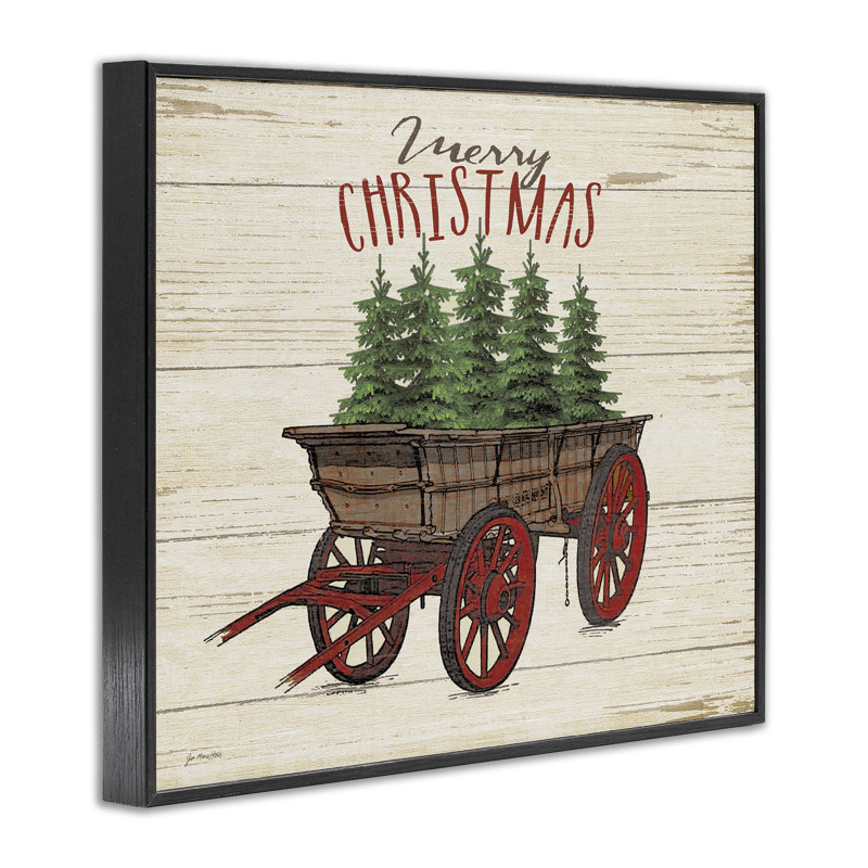 «Merry Christmas Tree Wagon», impression, Giclée encadrée noir minuit, H 14 po x l 11 po