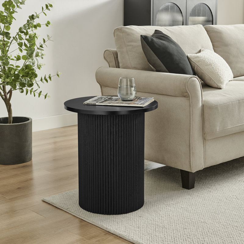 Penny Pedestal End Table, Black