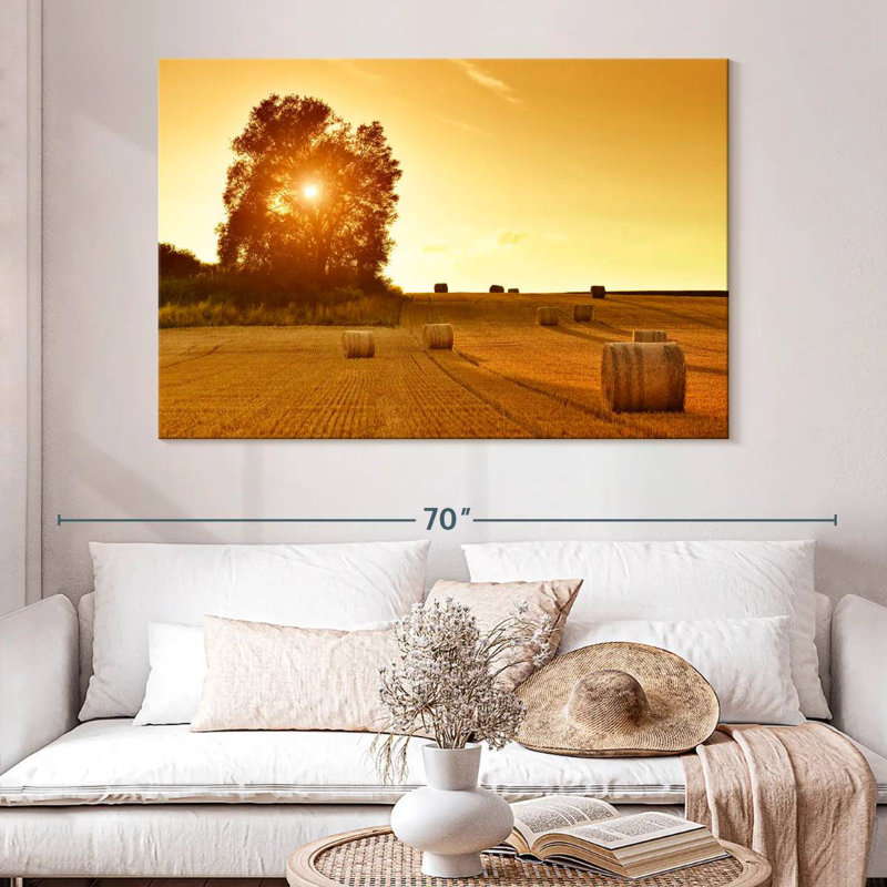 Hay Bales In The Field, 34" H x 51" W