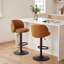 Ensemble de 2 tabourets de bar bruns en similicuir brun avec dossier réglable et base en métal avec îlot de cuisine et tabourets de comptoir modernes pour la maison-130098487-130445369