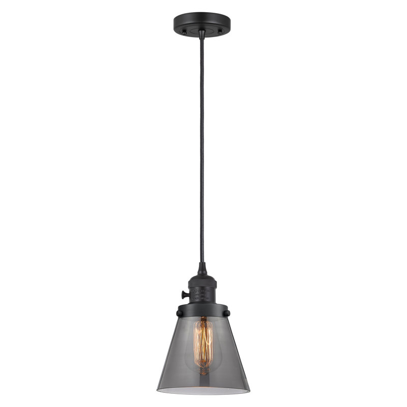 Luminaire suspendu en forme de globe à 1 lumière Angjelina, H 129 po x l 6,25 po x P 6,25 po, Plaqué couleur fumée, Noir mat