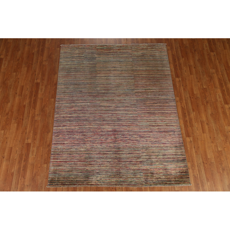 Tapis oriental rayé Gabbeh Kashkoli fait à la main 6 x 8