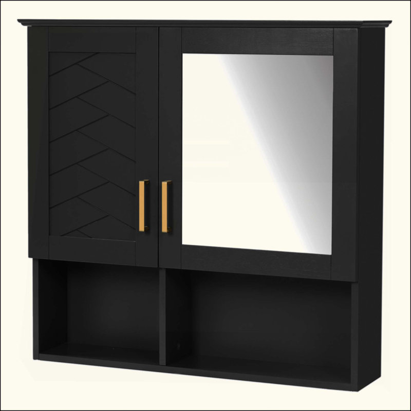 Armoire à pharmacie 30 po 2-en-1, miroir mural avec tablettes réglables et portes à fermeture douce, miroir de rangement haute définition pour meuble-lavabo