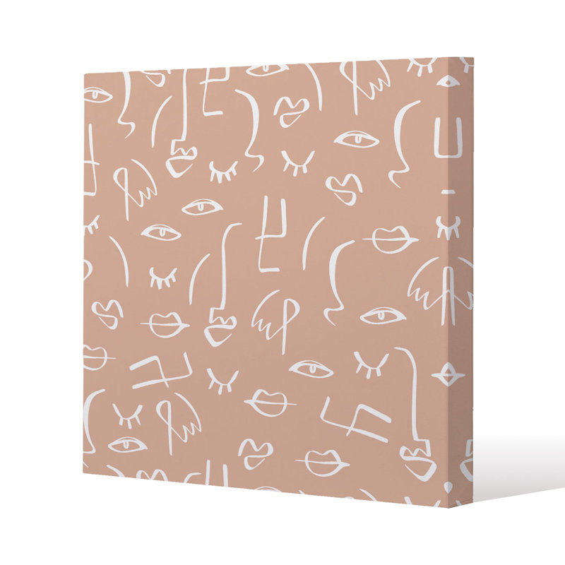 line drawing abstract faces Slim Style Canvas Print, 15mm Slim Real wood., 75 cm H x 75 cm W