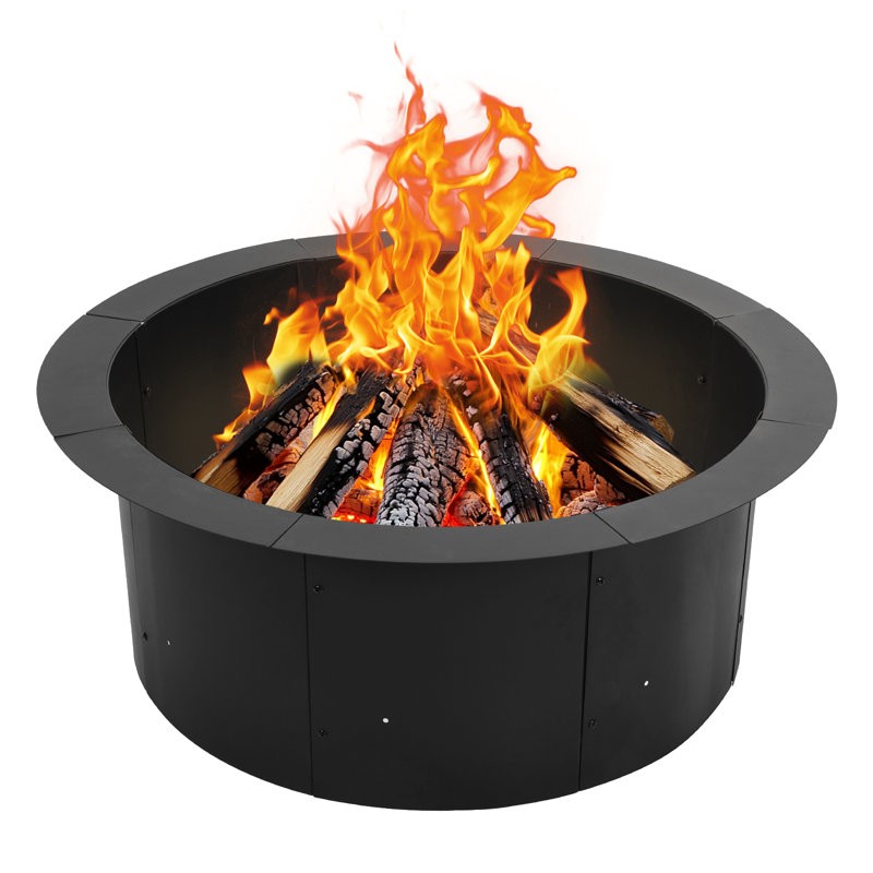  36 Inch Metal Fire Pit Ring, Large Portable Outdoor Firepit for Backyard, Camping, Patio, Bonfire Wood Burning