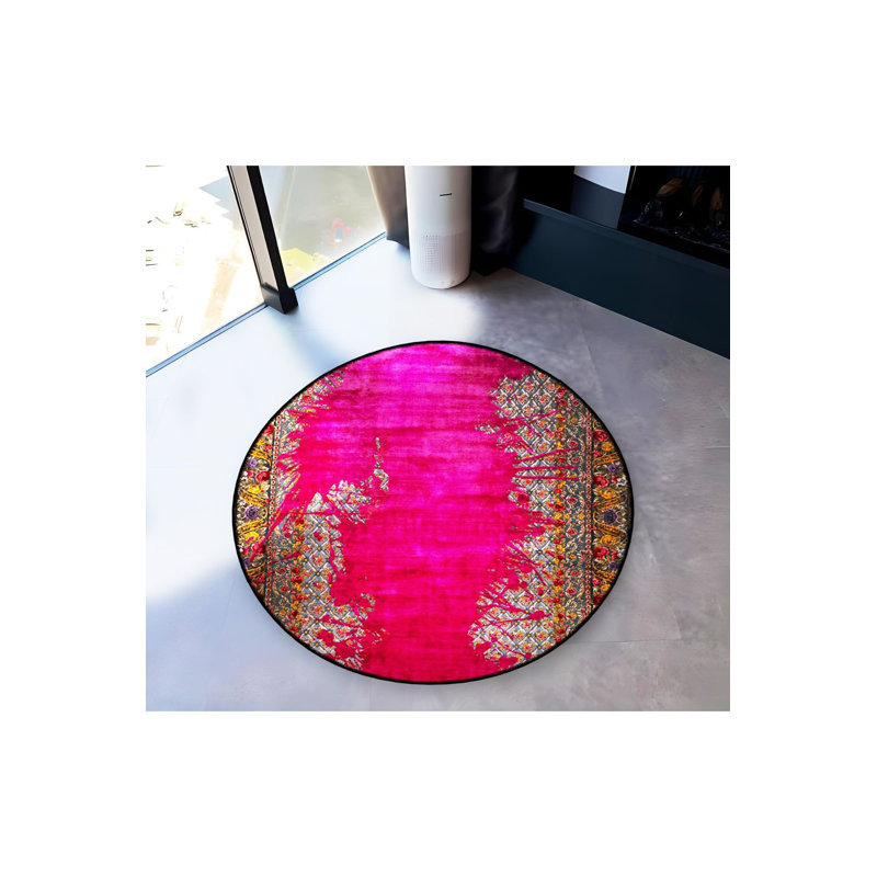 Tapis rond lavable à la machine, Sous-tapis rond 3 pi 3 po inclus