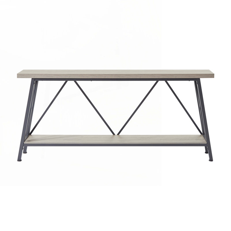 Versatile And Durable Sofa Table With Extra Storage And Adjustable Feet, Entryway Table with 2 Tier Storage Shelves, Gray