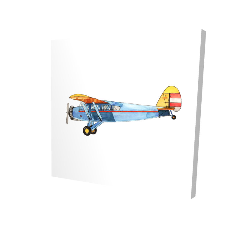 Small Blue Plane Canvas | Blue Aviation Bedroom Decor