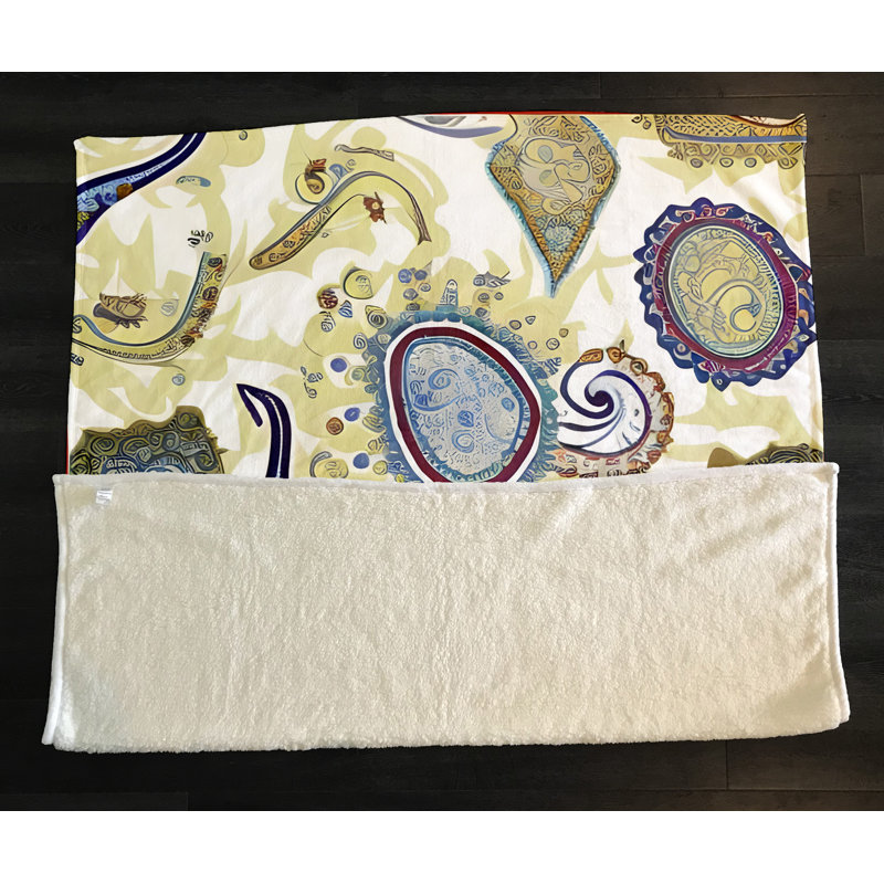 Throw Blanket, 51" W x 60" L, Yellow/Red/Blue, Paisley/Abstract