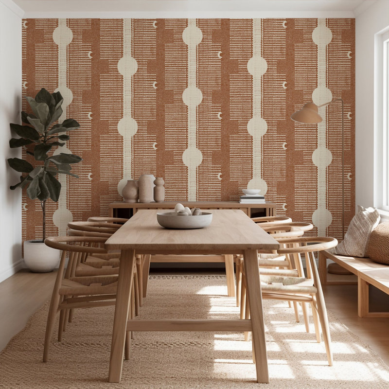 Inyanga Wallpaper, Red Clay, Faux Grasscloth, Non-Pasted