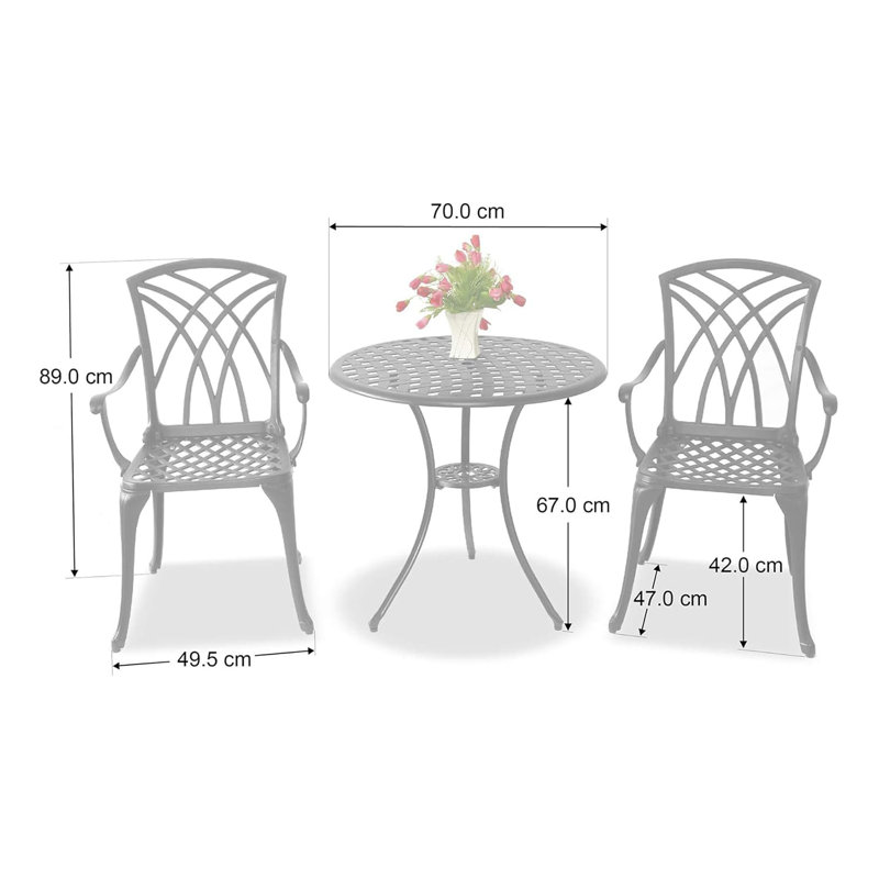 Villines 2 - Person Patio Dining Set with Round Table