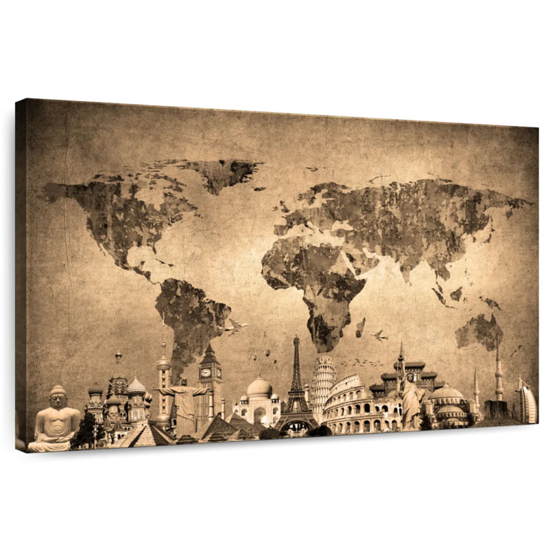 Aliaz Colorful World Map Masterpiece II, 32" H x 48" W
