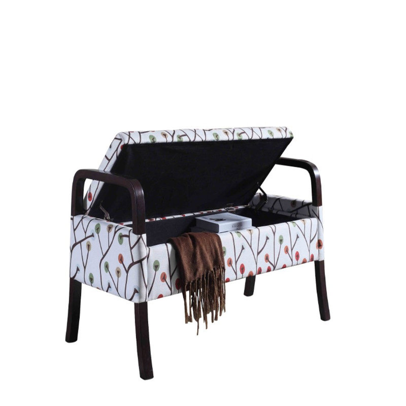 Polyester Blend Upholstered Storage Bench, Red/Green, 23.25" H x 43.25" W x 17.25" D