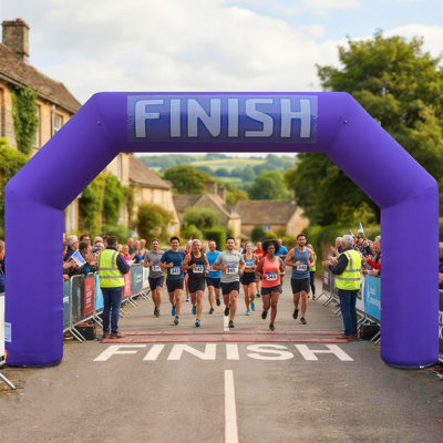 20Ft Inflatable Arch Start Finish Line Arch with Blower, Outdoor Inflatable Archway for Parties, 5K Races, Advertising & Commerce, School Sports (Purple)