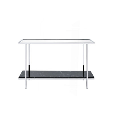 Console miroir en faux marbre et chrome