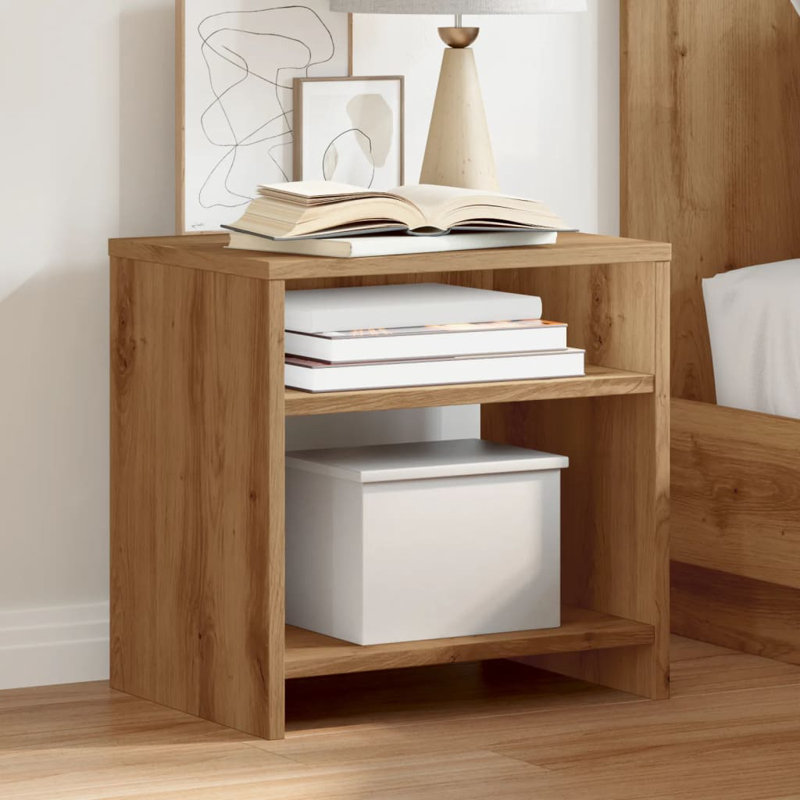 Reston 40cm W Manufactured Wood Bedside Table, Artisan Oak, Set of 2