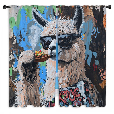 Llama Window Curtains  Animal Bohemian Boho Drapes - 2 Panels