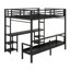 Lit superposé en métal / lit mezzanine avec bureau et tablettes, utilisations multiples se pliant dans un canapé avec DEL et USB