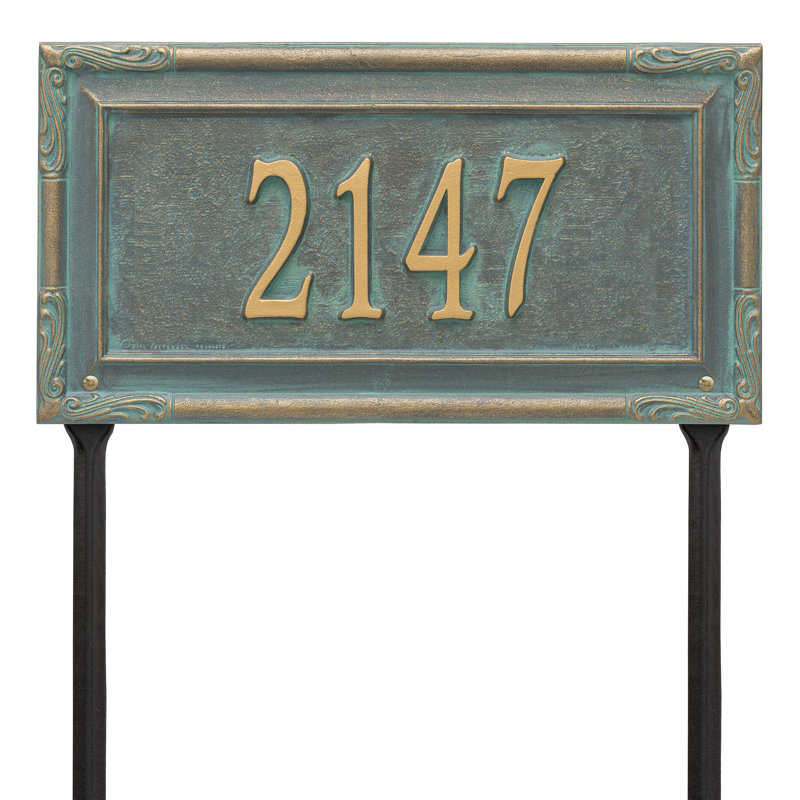 Plaque d'adresse sur 1 ligne Gardengate, Bronze, vert-de-gris, Oui