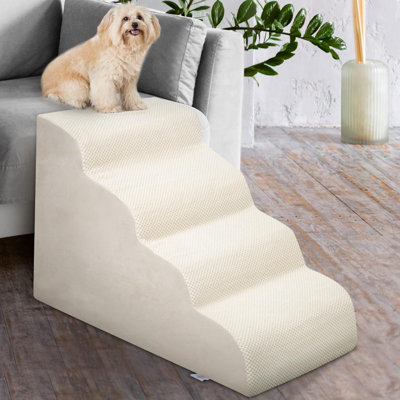 Escalier pour chien pour petits chiens - Rampe pour chien en mousse à haute densité, marches extra larges pour animaux de compagnie avec fond antidérapant pour lits hauts, canapé et canapé, idéal pour les chiens blessés, chats âgés, animaux souff