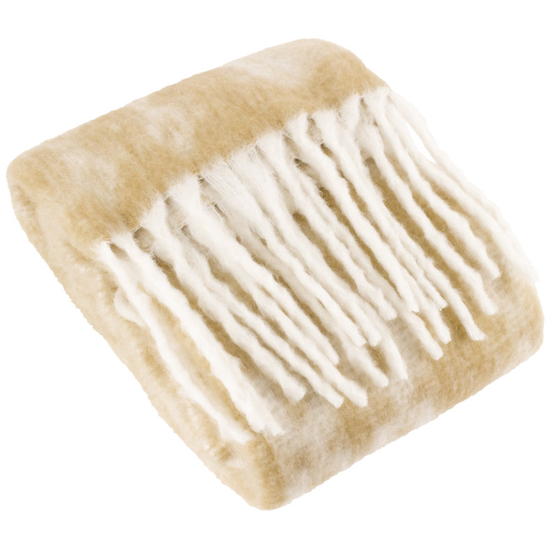 Laughton Abstract Machine Woven Blanket with Fringe, Yellow