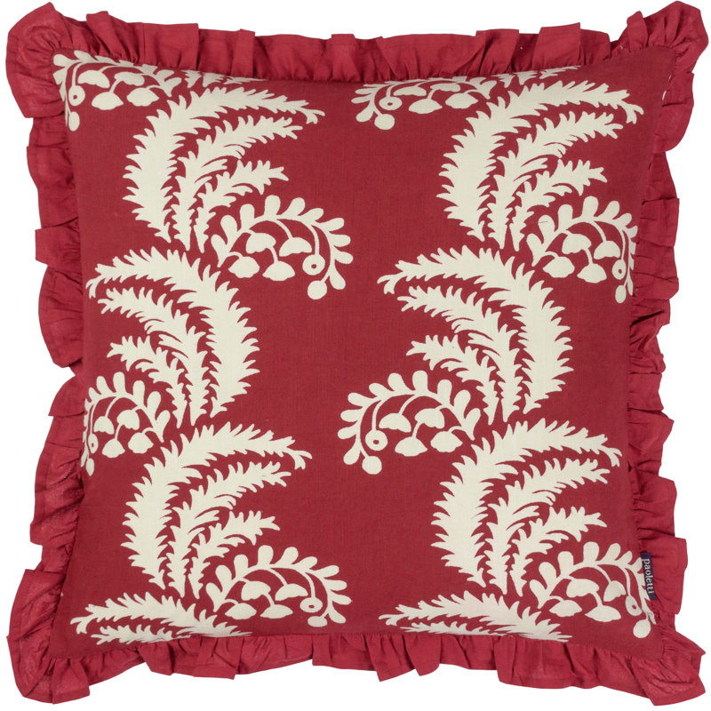 Floral Square Throw Pillow Cover, Redcurrent