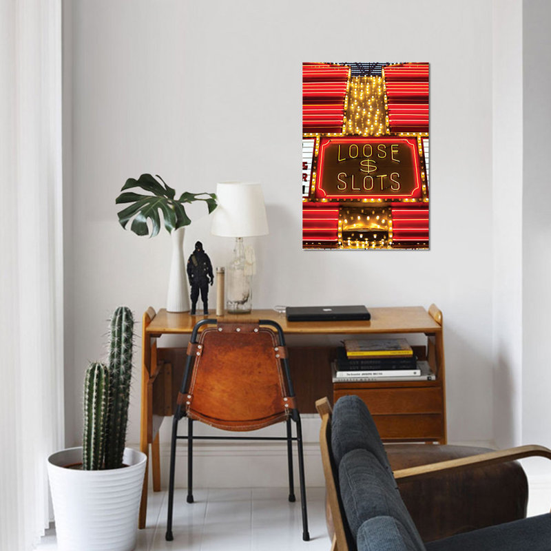 « néon off slots sign », reproduction de photo sur toile, H 12 po x l 8 po x P 0,75 po, Pas de tapis, Toile tendue
