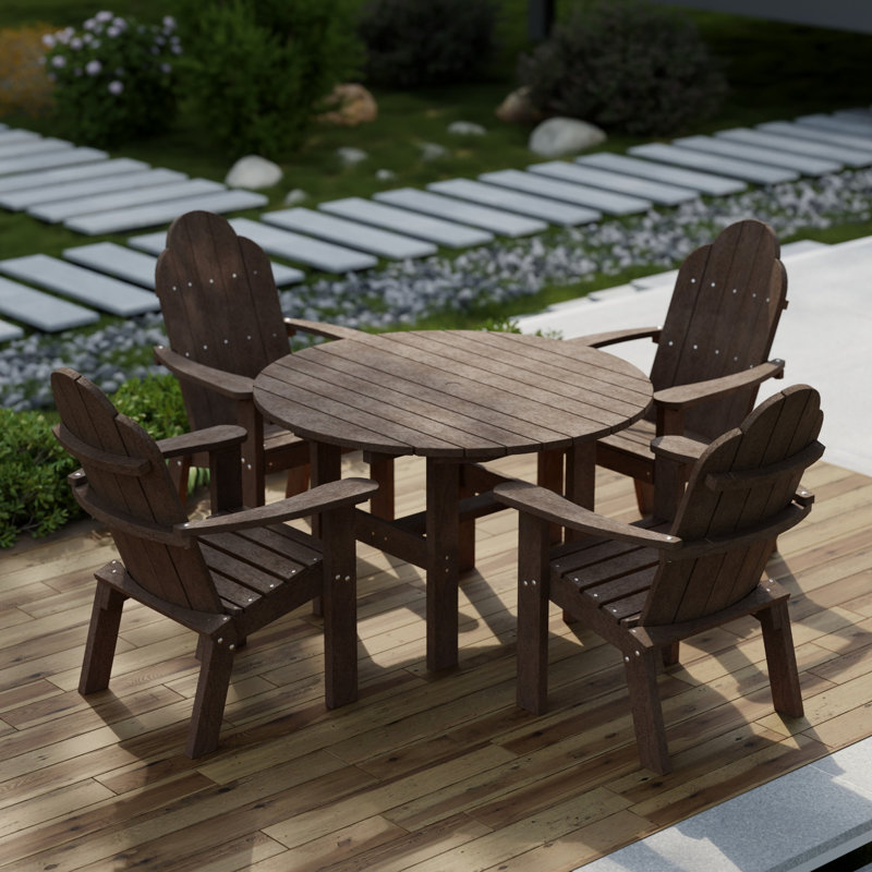 Ensemble de table ronde avec chaises longues Classic 46 po, Brun Tudor