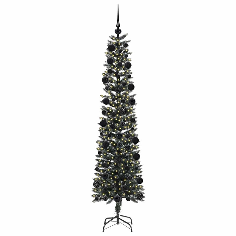 Artificial Christmas Tree with 300 LEDs Green, 6.89' H, Black